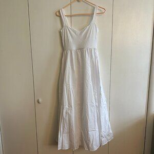 J. Crew Sweetheart Tank Dress With Poplin‎ Skirt Size M White Midi CA647